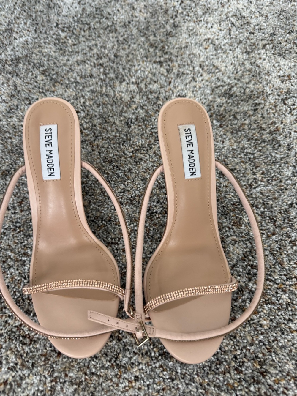 Steve Madden Nude Blush Rhinestone Strap Heel Slides